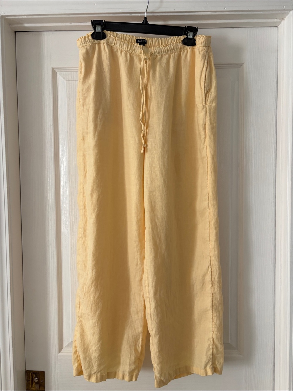 Jcrew yellow linen drawstring pants